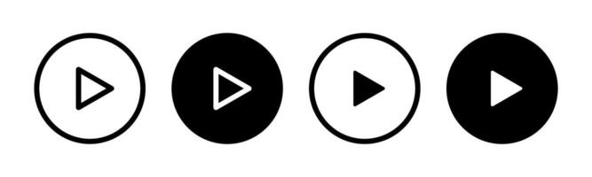 Play button icon set. Start symbol illustration. Web media interface play sign. vector