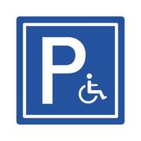 Handicap parking sign. Accessibility parking only. Disabled illustration on blue background. vector