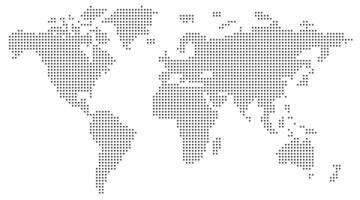 World map dotted illustration. Worldwide global map with dots. Isolated Earth atlas wallpaper. vector