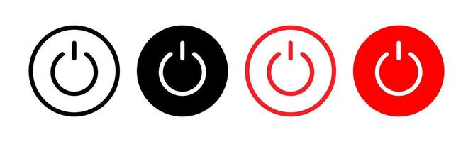 Power button icon set. Turn off symbol. Start button illustration. Stop sign. vector