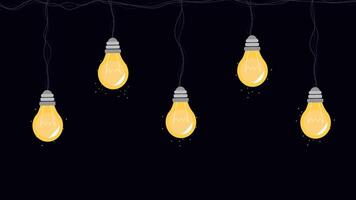 Light bulb background illustration. Yellow glowing sparkling decoration. Hanging Edison lamp vintage background. Illumination pattern. vector