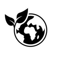 Planet ecology icon. Earth with leaf filled illustration. Environment care symbol. Global eco icon. vector
