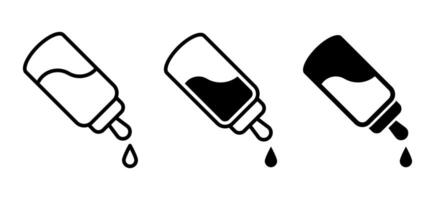 Baby bottle with milk drop icon set. Baby feeding bottle with droplet icons. Newborn nipple symbol. vector