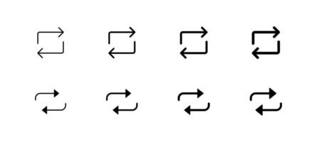 Repeat icon set. Loop arrow symbol. Refresh button sign. Media player interface for web and apps illustration. vector