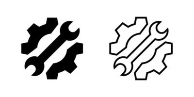 Settings button icon. Repair, fix or maintenance service logo. Mechanic tools gear, cog, cogwheel, wrench, spanner. Hardware sign. Support technology symbol. Workshop illustration. vector