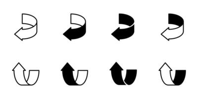 Turn arrow corner icon . Direction symbol. Curved navigation arrow. Back, backward, upward, under, above, left, right circular sign. Return pointer. Motion illustration. vector