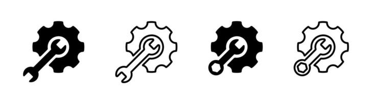 Settings button icon. Repair, fix or maintenance service logo. Mechanic tools gear, cog, cogwheel, wrench, spanner. Hardware technology sign. Support symbol. Workshop illustration. vector