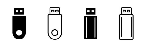 USB flash drive icon set. Memory card storage symbol. Portable USB illustration isolated sign. vector