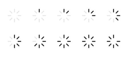 Loading indicator icon set. Buffer status circle bar symbol. Loading progress web or app interface illustration. vector