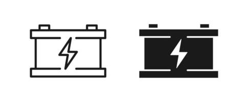 Car battery icon. Auto accumulator symbol. Electric charge sign. Automotive energy illustration. Generator sign for web and apps UI. Line and filled icon. vector