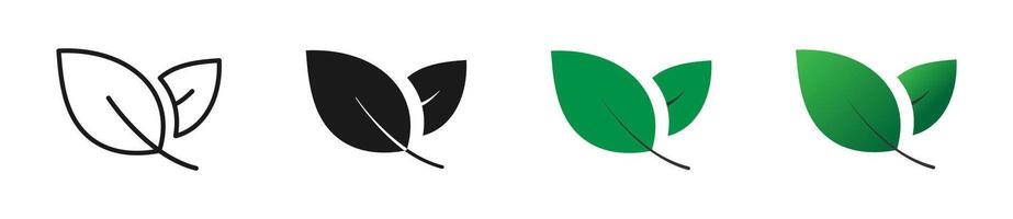 Simple leaf icon. nature symbol or sign. Flat leaves logo in line, outline, filled and gradient style isolated. Eco illustration. vector