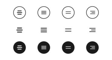 Hamburger menu buttons icon set. Web or mobile app navigation interface simple line signs. Website or application creative UI design elements. Circle outline burger menu. vector