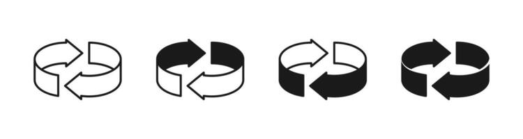 Swap or switch circle icon. Transfer, exchange, change, cycle, reverse, sync, refresh, restart, spin or flip arrows symbol. Circular arrow isometric three-dimensional 3d illustration in black. vector
