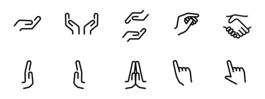 Holding hand icon. Finger pointer or cursor illustration. Simple hand gestures icon set isolated. vector