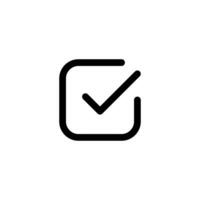 Checkbox or mark line icon. Accept button. Approved or success sign. Checklist tick. Correct vote, ok or done line illustration. Agreement or confirmation pictogram for web or apps. vector