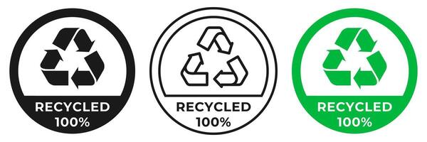 Recycled icon. Made from recycled materials symbol. Zero waste sign. Reused plastic and paper label. vector