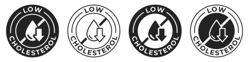 Low cholesterol label. Trans fat free icon. Low cholesterol illustration for product packaging logo, sign, symbol or emblem. Zero calories badge. vector