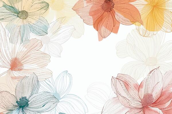 Hand drawn pastel color floral background