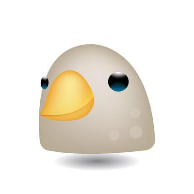 Illustration of the face of a pigeon. Head of cute animal emoji illustration isolated on white background.