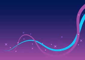 Flowing smooth and swirl wave pattern line with white star on blue and purple background. Abstract stripes ribbons for banners, wallpaper, and backdrop, cover book. Fairy concept. vector