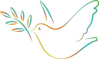Peace dove with olive branch in one continuous line drawing drawing symbol of peace and freedom in simple linear style vector