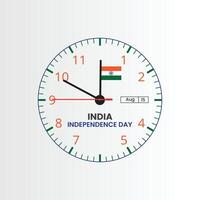 independence of India with flag and clock vector