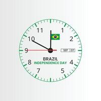 independence of brazil with clock and flag vector