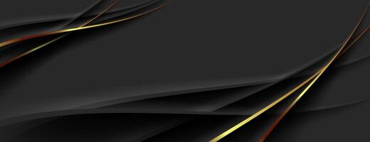 black abstract background with gold lines texture vector