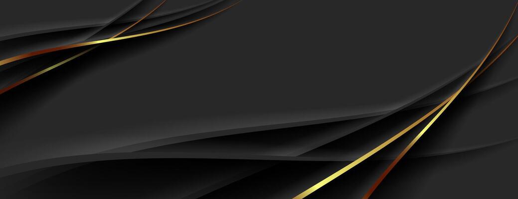 black abstract background with gold lines texture