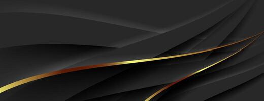 black abstract background with wavy gold lines texture vector