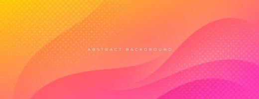 yellow pink gradient background with wavy lines texture and halftone vector