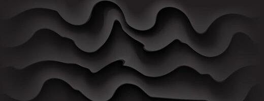 black abstract layered wave texture background vector