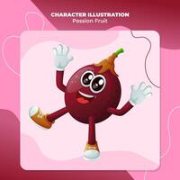 Cute passion fruit character smiling with a happy expression vector