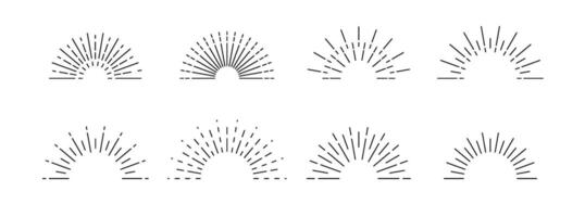 Sunbursts, explosion effects, vintage doodles set isolated. Geometric design elements vector