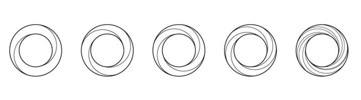 Optical illusion circle set. Impossible shapes line art collection vector