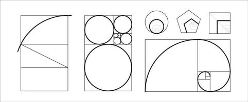 Golden ratio Isolated template set. Geometry harmony proportion collection, divine proportion. vector