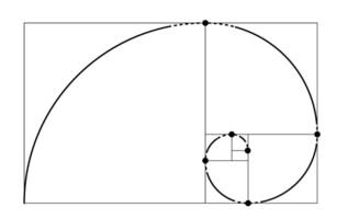 Golden ratio. Fibonacci ideal proportion sections, divinity and eternity spiral symbol isolated template. vector