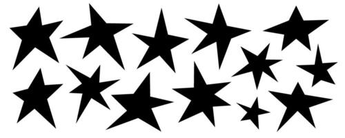 Set of trendy irregular black stars. Simple funky groovy abstract shapes. vector