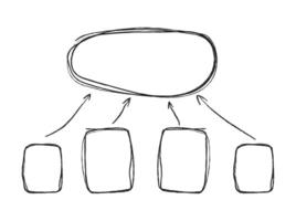 Hand-drawn process flowchart diagram. Elements for infographics. Arrows, circles and abstract writing design vector