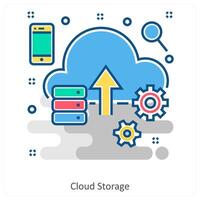Cloud Storage and cloud hosting icon concept vector
