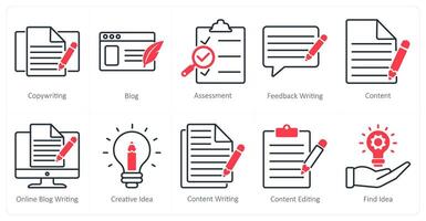 A set of 10 seo icons as copywriting, blog, assessment vector