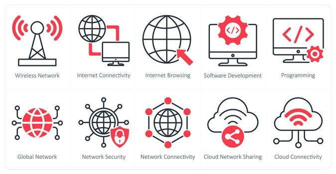 A set of 10 seo icons as wireless network, internet connectivity, internet browsing vector