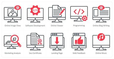 A set of 10 seo icons as online image view, software development, online viewer vector