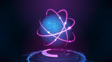 Digital communication concept, cyber cloud network. Futuristic blue light background. vector