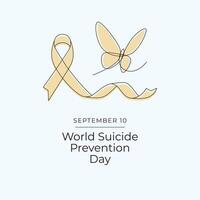 World suicide prevention day design template good for celebration. Line ribbon template design. Continuous line. eps 10. vector