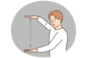Man showing distance with hands vector