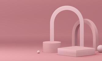 3d pink nude podium geometric display mock up for presentation realistic illustration vector
