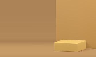 Pastel yellow 3d squared podium advertising room mock up for show realistic illustration vector