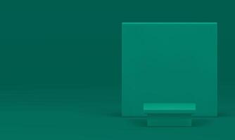 3d green squared podium with wall background for product show realistic illustration vector