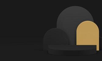 Black 3d luxury podium stage mock up for product show presentation realistic vector